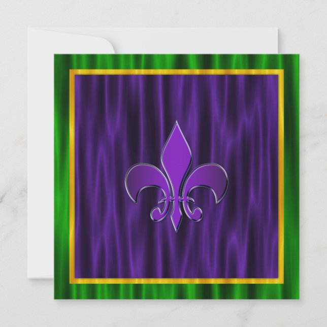 Elegant Fleur De Lis Mardi Gras Bröllop Inbjudningar (Framsida)