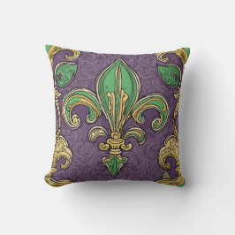 Elegant Fleur de Lis Mardi Gras Kudde