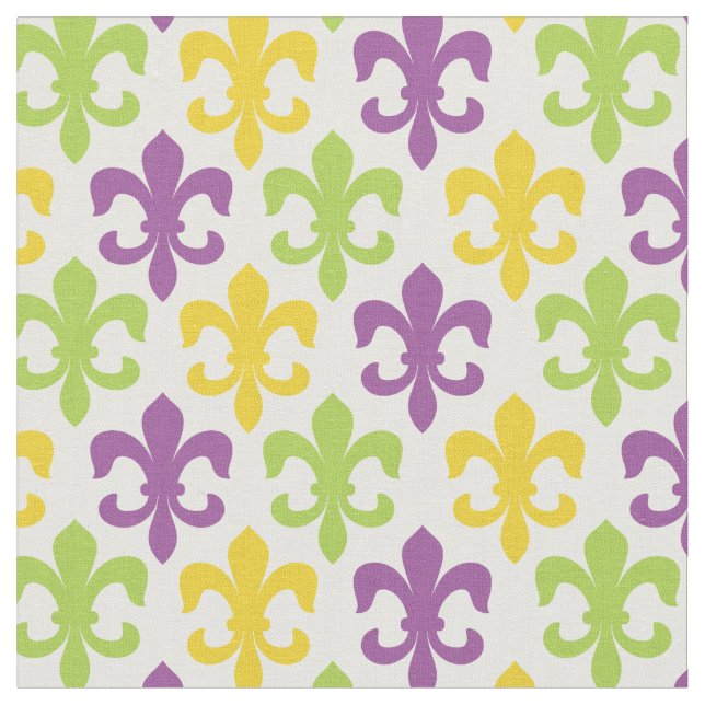 Elegant Fleur De Lis Mardi Gras-mönster Tyg (Närbild)