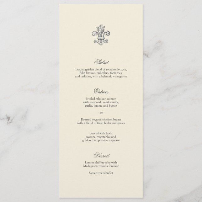 Elegant Fleur de Lis Menu Meny (Framsida)