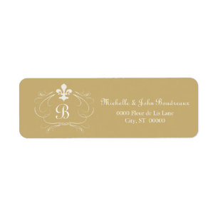 Elegant Fleur de Lis Monogram Returadress Etikett