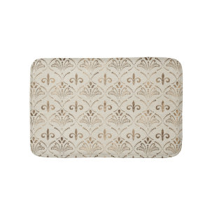 Elegant Fleur-de-lis mönster - pastel guld Badrumsmatta