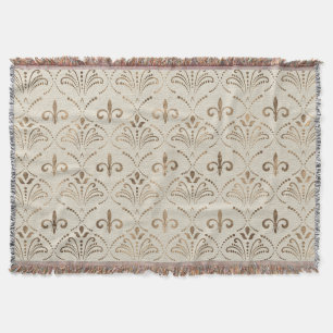 Elegant Fleur-de-lis mönster - pastel guld Filt