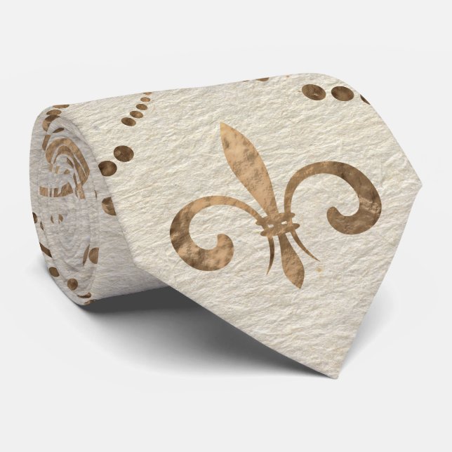 Elegant Fleur-de-lis mönster - pastel guld Slips (Rullad)