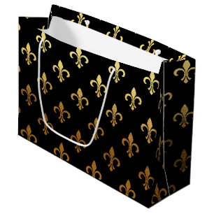 elegant Fleur De Lis mönster svarta säcken guld pa
