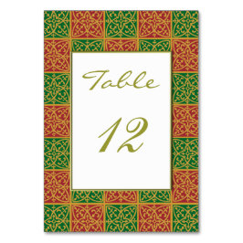 Elegant Fleur-de-lis Red Grönt Anpassningsbar Bord Bordsnummer