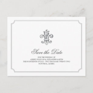 Elegant Fleur de Lis Spara datum 2 Meddelande Vykort