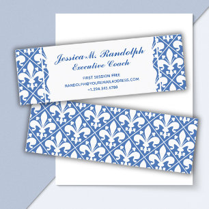 Elegant Fleur de Lys Executive Blue and White Mini Visitkort