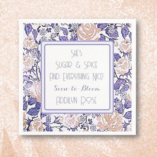 Elegant Flicka Baby Shower Anpassningsbar Napkins Pappersservett (Skapare uppladdad)