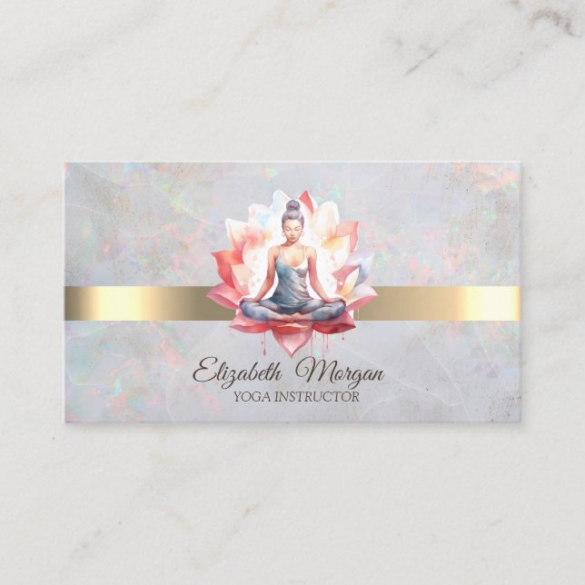 Elegant flicka lotus opal yogainstruktör  visitkort (Framsida)