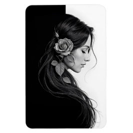 Elegant flicka med blomma i hårmodern bra magnet
