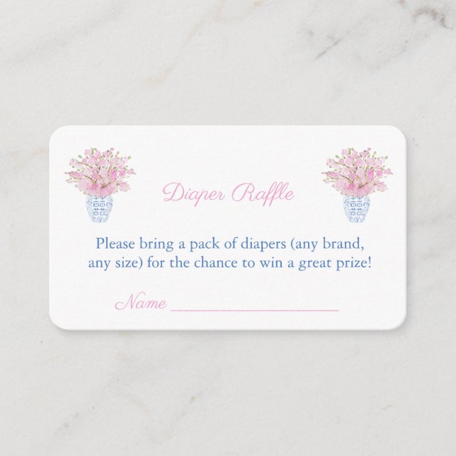 Elegant Flicka Shower Ginger Burk Diaper Raffle Tilläggskort (Framsida)