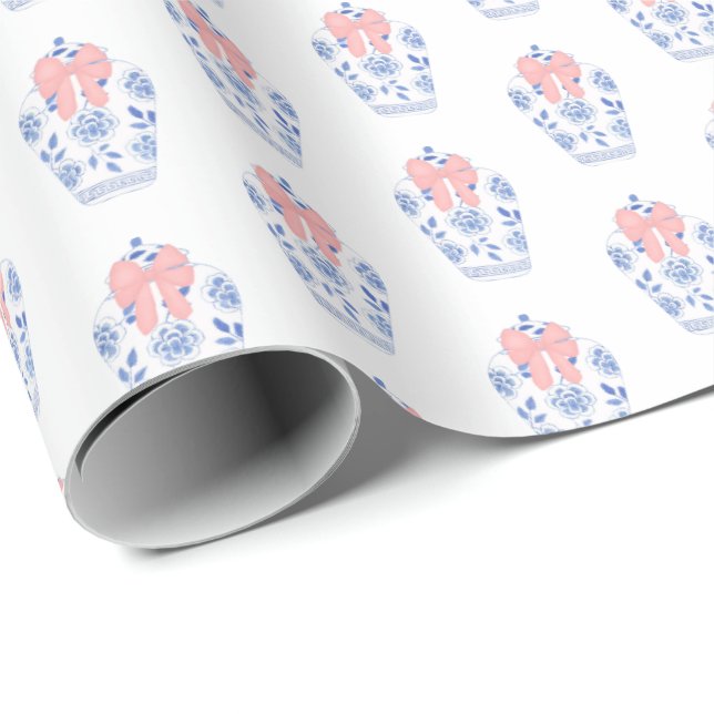 Elegant Flicka Shower Rosa Ribbon Ginger Burk Presentpapper (Rullad Hörn)