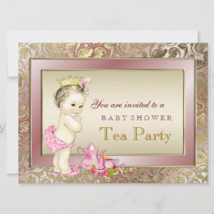 Elegant flicka tebjudning baby shower inbjudningar