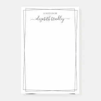 Elegant flickaktig monogram signatur svart vit post-it block