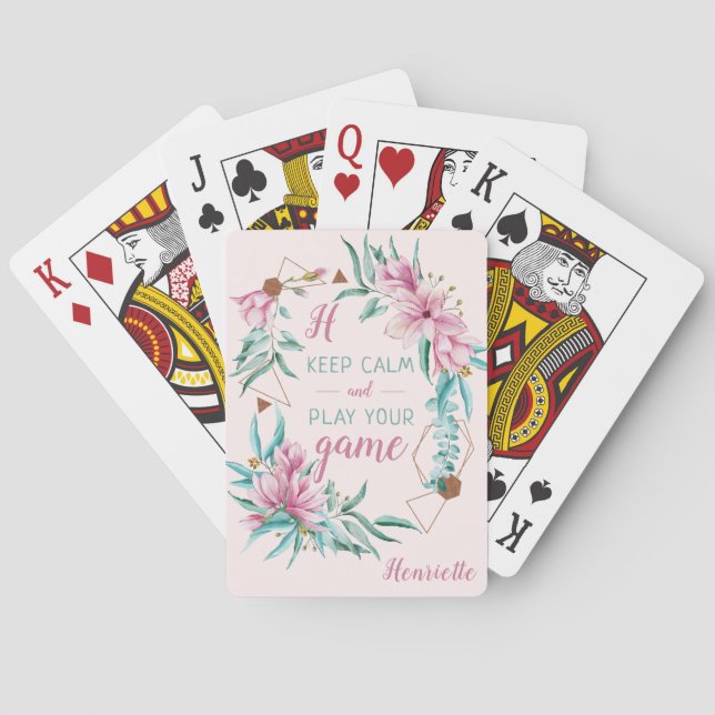 Elegant flickig blomster typografi citat monogram casinokort (Baksidan)