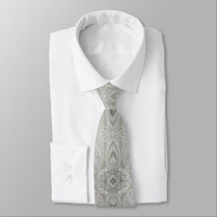 elegant flickig chic grå kräm beige vit blommig slips