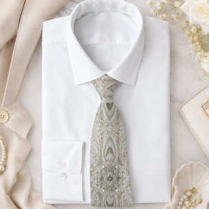 elegant flickig chic grå kräm beige vit  blommig slips