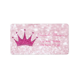 Elegant flickig rosa glitter, Bokeh, Tiara Adressetikett