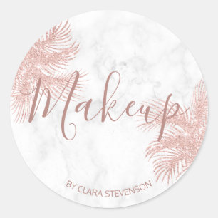 Elegant flickig rosa guld glitter palm makeup runt klistermärke