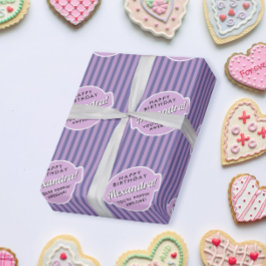 Elegant flickig rosa lila popcorn randigt mönster presentpapper