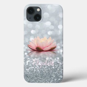 Elegant flickig silver glitter Bokeh Lotus