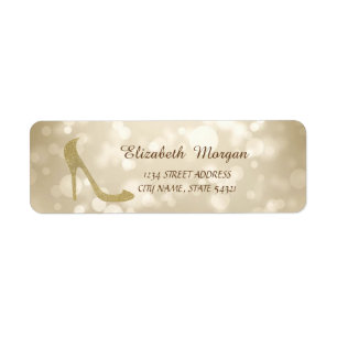 Elegant flickig stilren Bokeh,Glitter Klack Adres Returadress Etikett