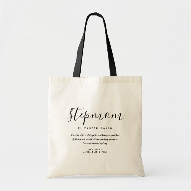 Elegant flickig typskrift Stepmom Citat Toteväska Tygkasse (Framsidan)