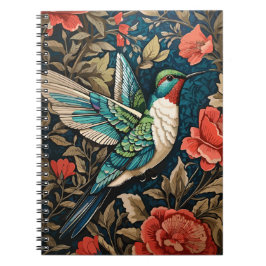 Elegant Flies Hummingbird William Morris Inspired Anteckningsbok