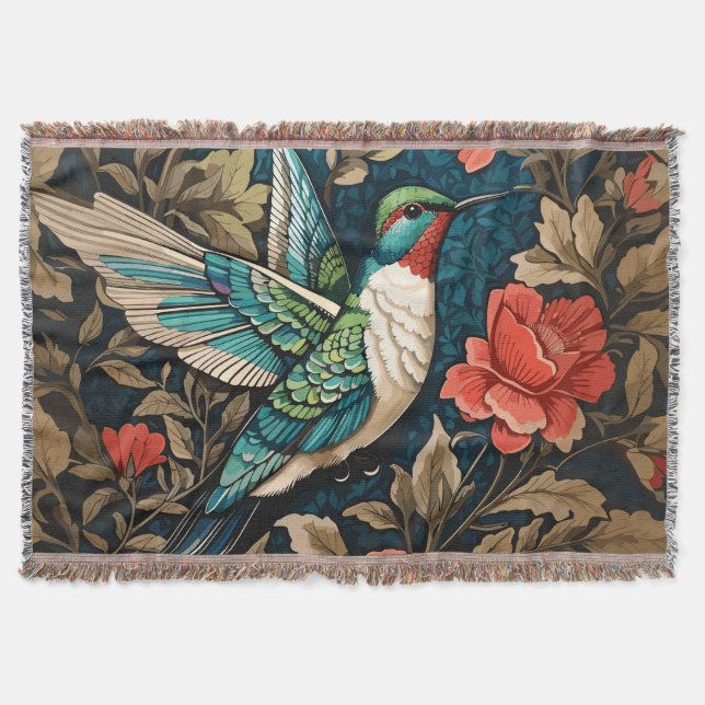 Elegant Flies Hummingbird William Morris Inspired Filt (Framsidan)