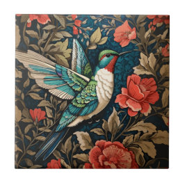 Elegant Flies Hummingbird William Morris Inspired Kakelplatta