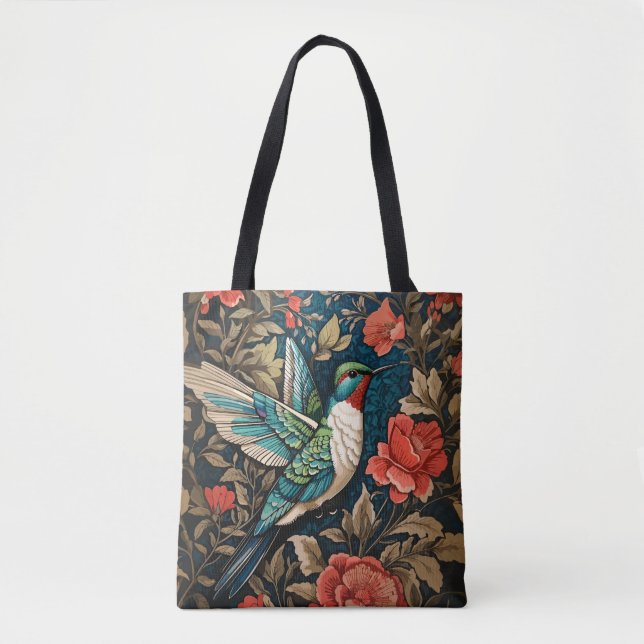 Elegant Flies Hummingbird William Morris Inspired Tygkasse (Framsida)