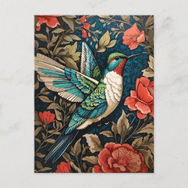 Elegant Flies Hummingbird William Morris Inspired Vykort