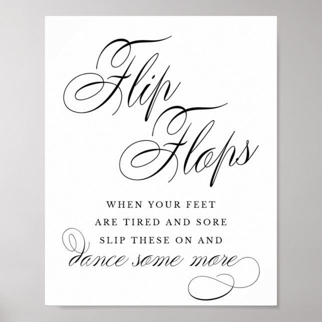 Elegant Flinflip flops Black Calligraphy | Favorit Poster (Framsidan)