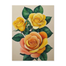 Elegant Flora Akvarell Gula Rosor 