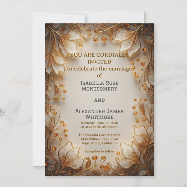 Elegant Flora Design Wedding Invitation Inbjudningar (Framsida)