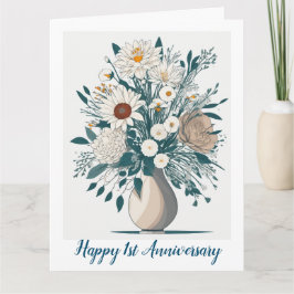 Elegant Flora Modern Art-årsjubileum Kort