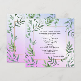 Elegant Flora och Fauna Lavender Bröllop Inbjudningar