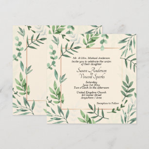 Elegant Flora och fauna Ram Cream Bröllop Inbjudningar