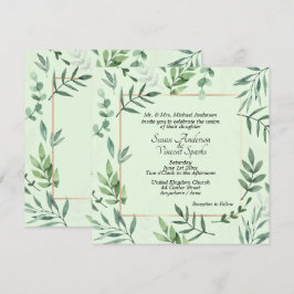Elegant Flora och faunan Ram Grönt Bröllop Inbjudningar