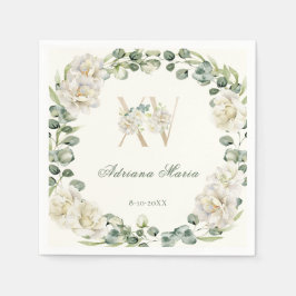 Elegant Floral 15th Birthday Quinceanera Pappersservett