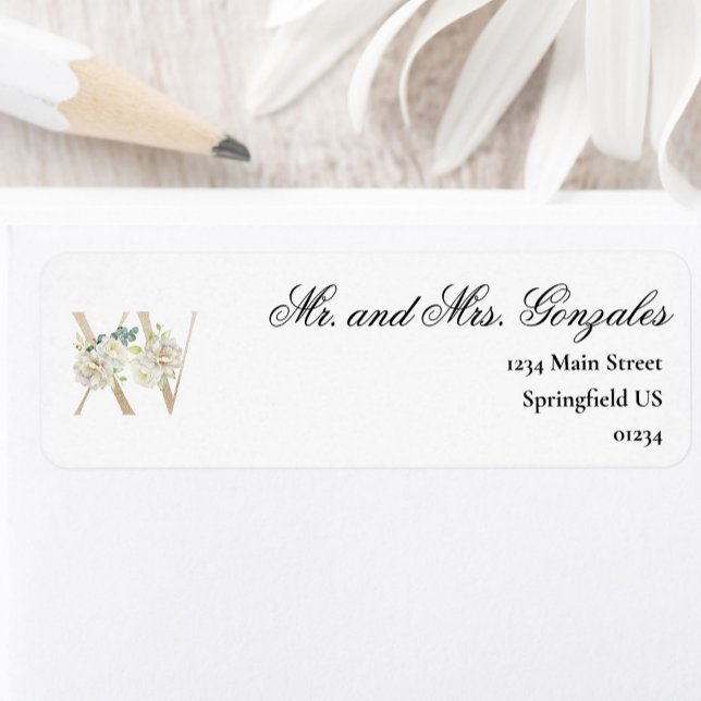 Elegant Floral 15th Birthday Quinceanera Returadress Etikett (Skapare uppladdad)