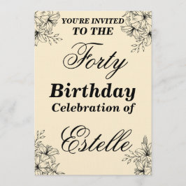 Elegant Floral 40th Birthday Invitation Template Inbjudningar