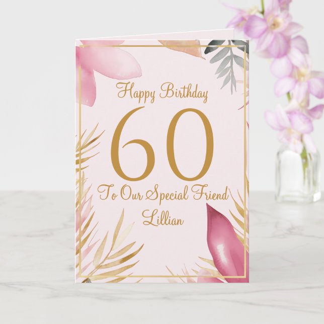Elegant Floral 60th Birthday Card Kort (Orkide)