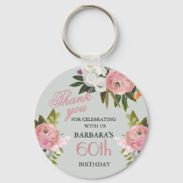 Elegant Floral 60th Birthday Party Favor Nyckelring