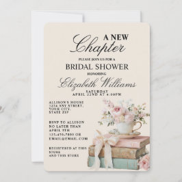 Elegant Floral A New Chapter Bridal Shower Inbjudningar
