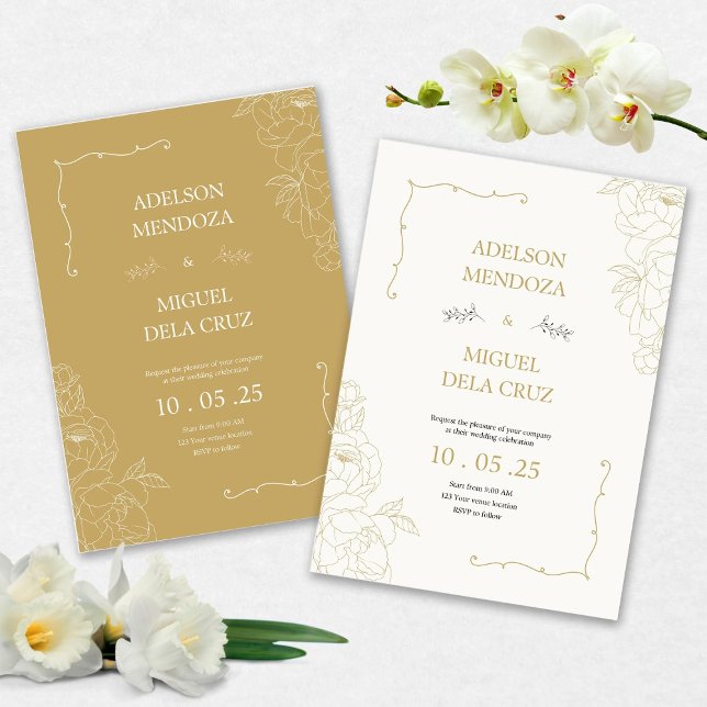 Elegant Floral and Minimalist wedding invitation Inbjudningar (Skapare uppladdad)