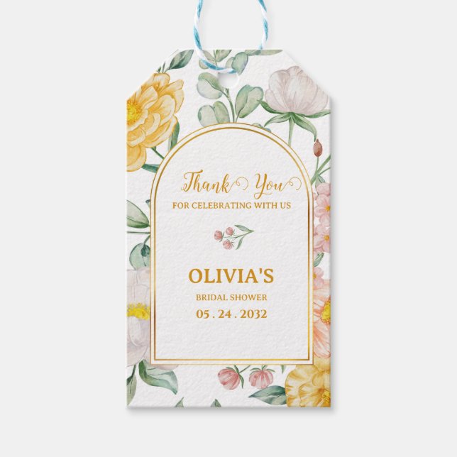 Elegant Floral Arch Bridal Shower Thank You Favor Presentetikett (Framsidan)