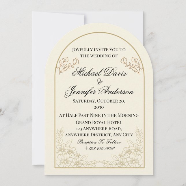 Elegant Floral Arch Wedding Invitation Inbjudningar (Framsida)