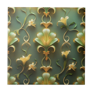 Elegant Floral Art Nouveau Ceramic Tile Kakelplatta